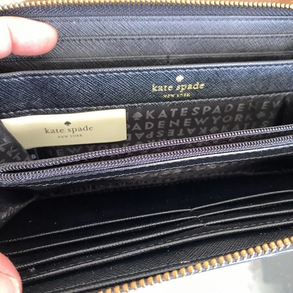 NWT Kate Spade Swan Black Wallet | Zip Around Purse Wristlet - Picture 7 of 12